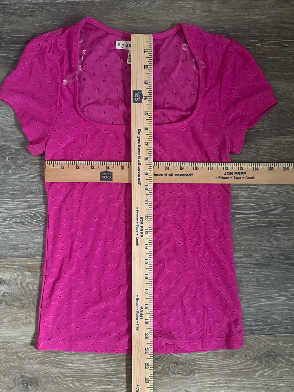Eye Candy hot pink floral eyelet square neck T-shirt Sz S Y2K - Picture 5 of 5